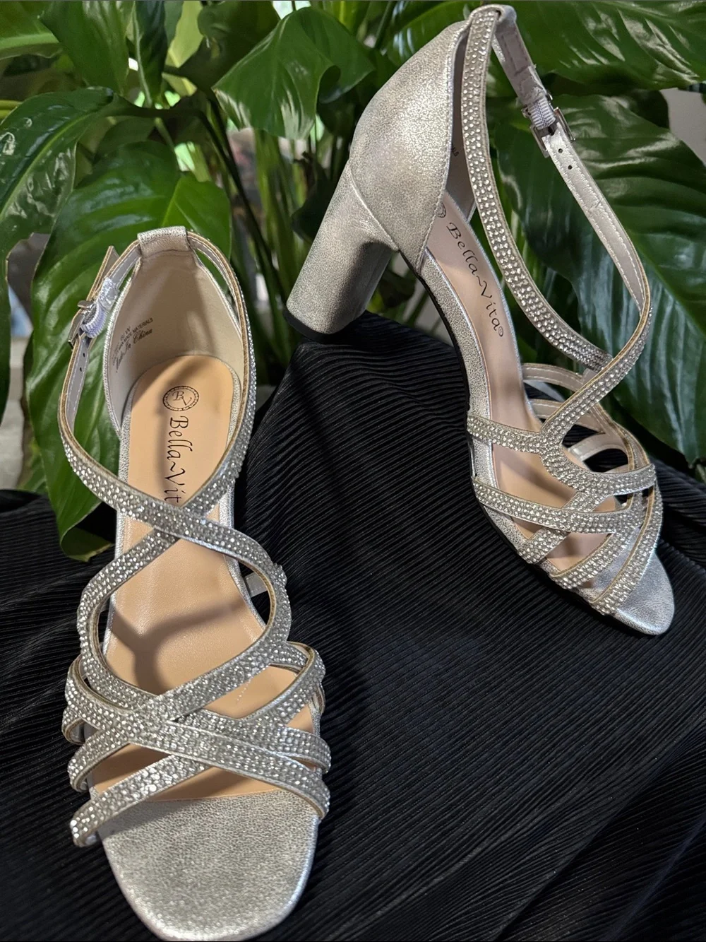 Bella Vita Aliette Silver Rhinestone Accents Heeled Dress Sandal - Women's 6.5W